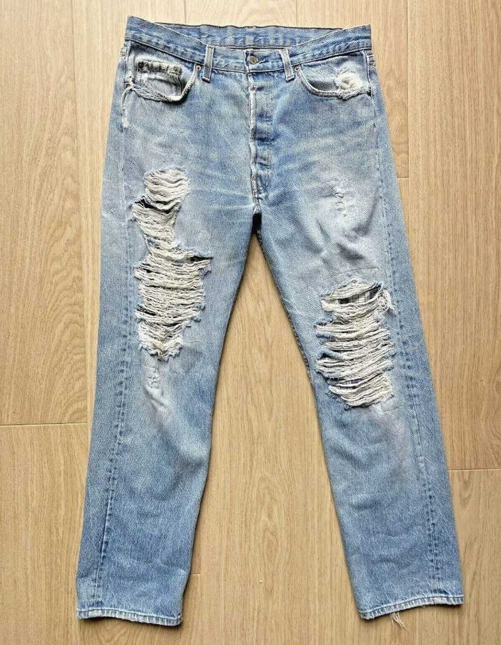 Levi's VTG 80s 1980s LEVI'S 501 Thrashed Jeans 33… - image 1