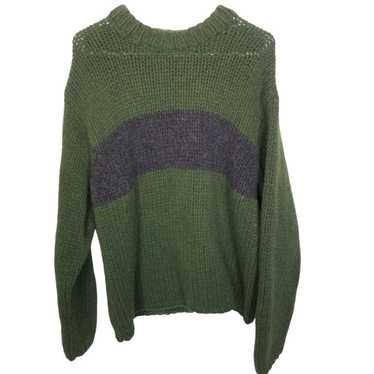 VTG 90s J.Crew Mens M Green Wool online Heavy Fisherman Handknit Sweater Pullover