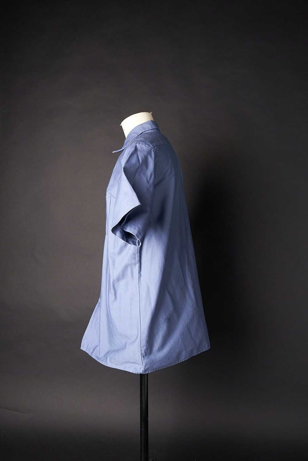 Vintage 1990s Blue Cotton Work Wear Shirt - image 3