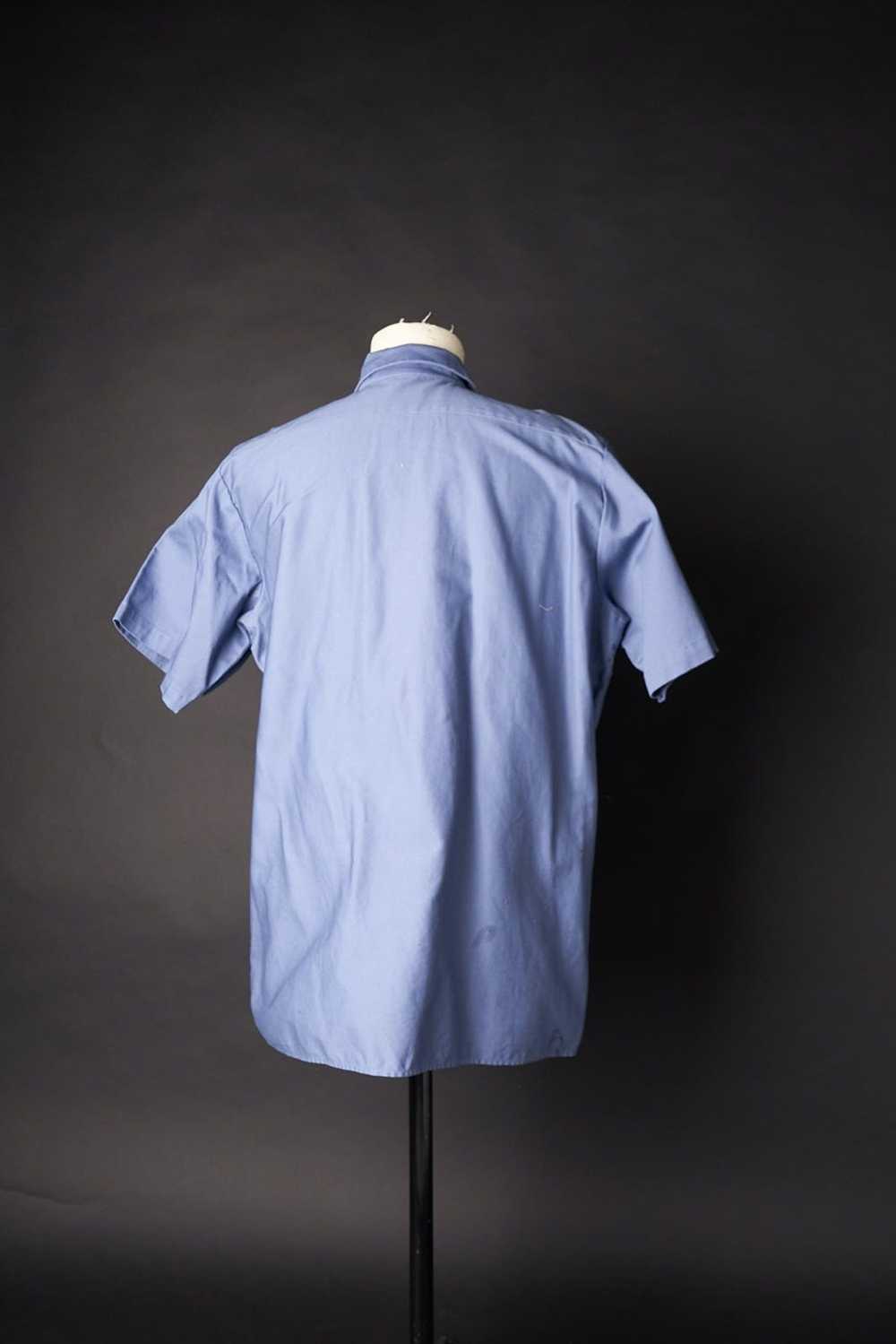 Vintage 1990s Blue Cotton Work Wear Shirt - image 4