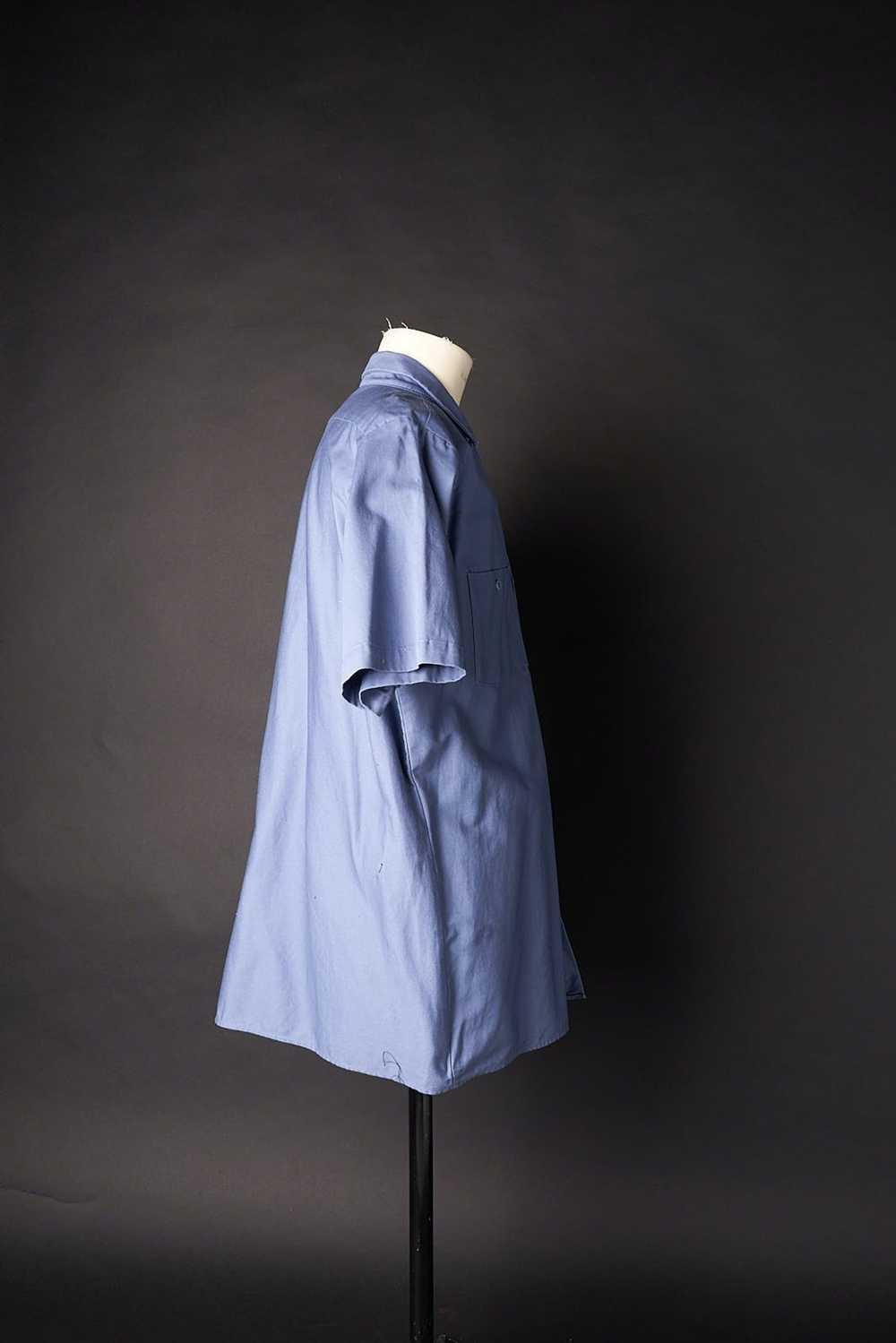 Vintage 1990s Blue Cotton Work Wear Shirt - image 5