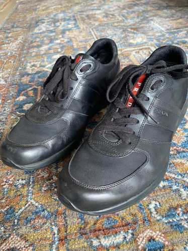 Prada Black Leather Low-Top Sneakers