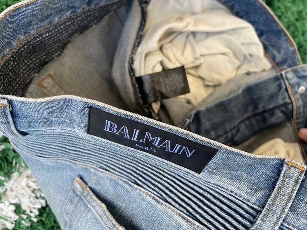 Balmain balmain dirty indigo biker denim size 36 - image 3