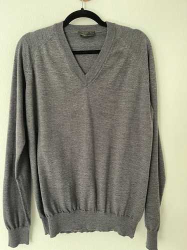 Prada Gray Wool V-Neck Sweater