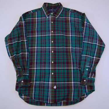 Vintage 90s POLO RALPH LAUREN Check Plaid Flannel Button Up Shirt M Big  Shirt