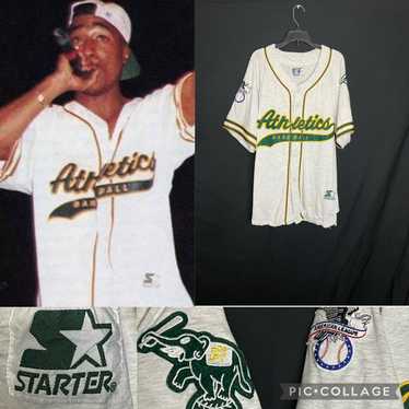 Vintage STARTER Oakland Athletics Pinstripe CLEAN MLB Baseball Jersey A's  Vtg