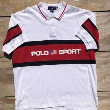 Vintage Polo Sport Ralph Lauren Red / Blue Striped Rugby (Size L) — Roots