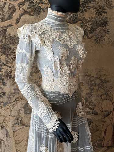 Antique Edwardian Circa 1912 Lace & Net Gown - image 1