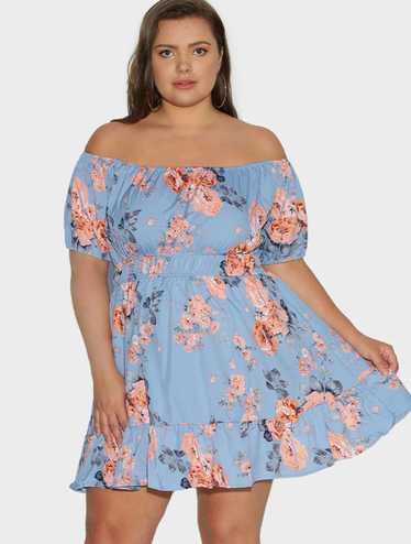 Bloomchic Baby Blue Off-the-Shoulder Mini Dress w… - image 1