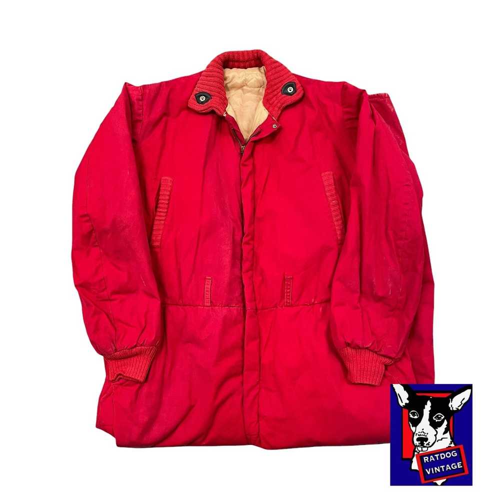 Vintage 50s Quilted Insulated Red Coverall Jumpsu… - image 1