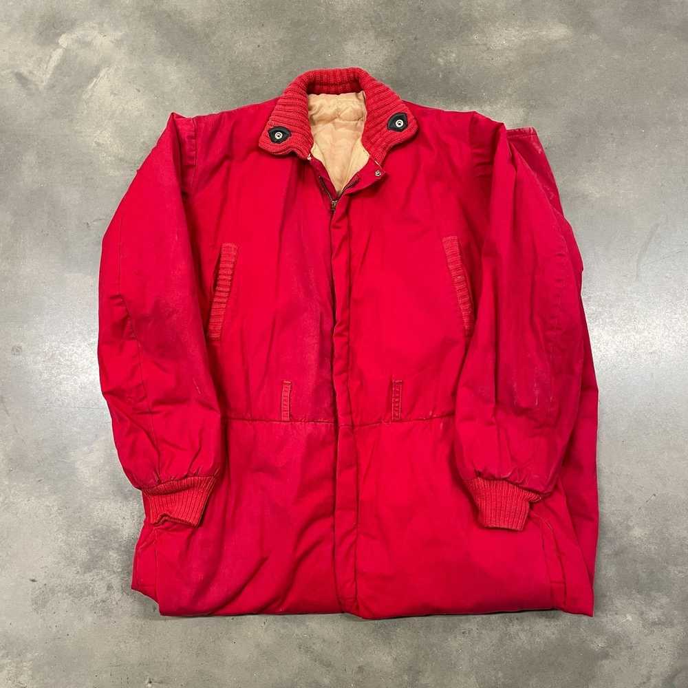 Vintage 50s Quilted Insulated Red Coverall Jumpsu… - image 2