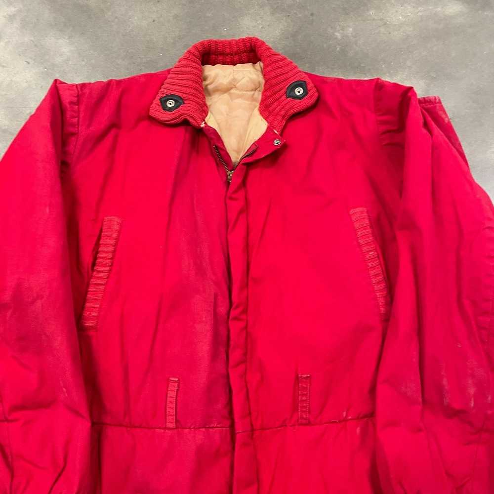 Vintage 50s Quilted Insulated Red Coverall Jumpsu… - image 3