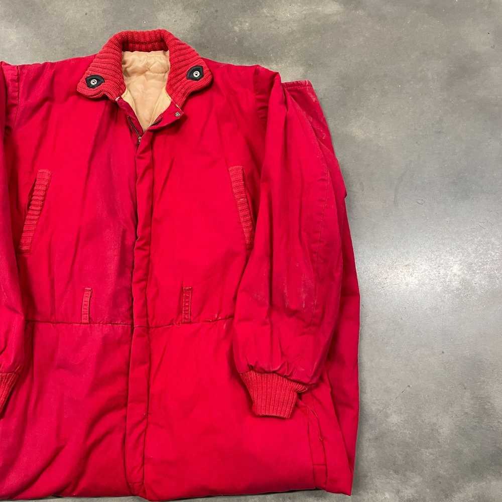 Vintage 50s Quilted Insulated Red Coverall Jumpsu… - image 5