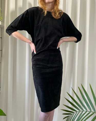 80s Black Suede Dress - image 1