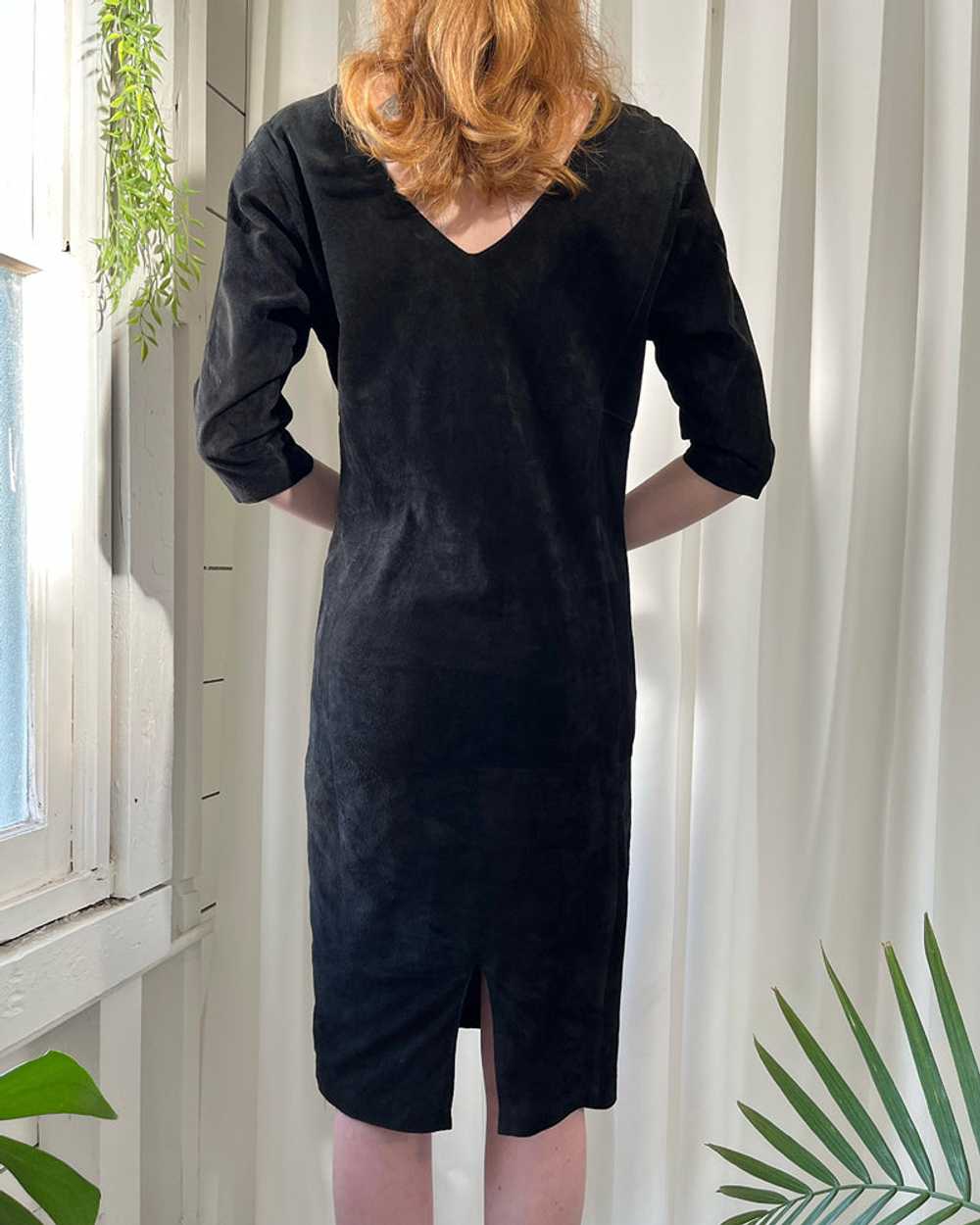 80s Black Suede Dress - image 4