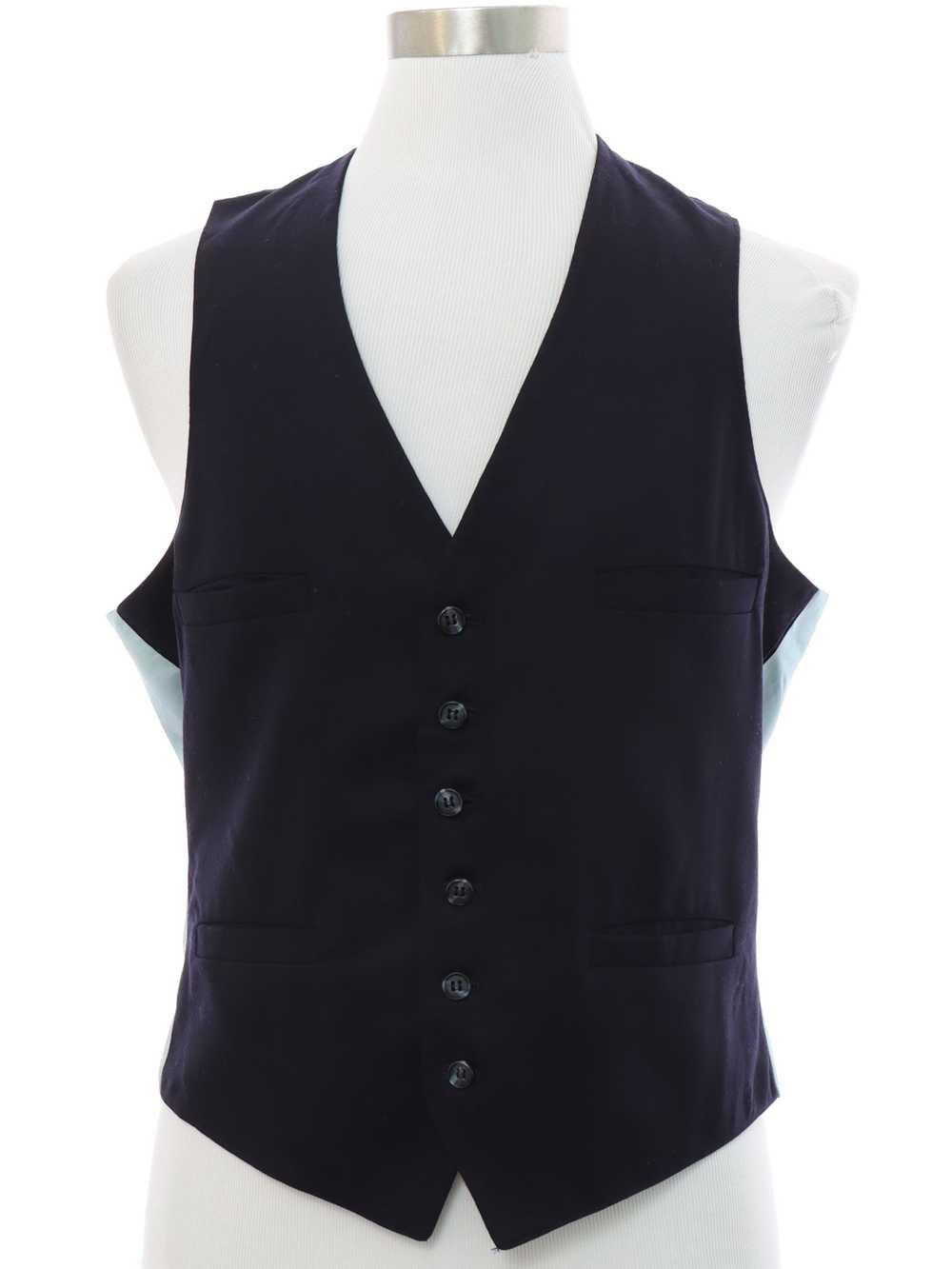 1980's Mens Midnight Blue Wool Flannel Suit Vest - Gem