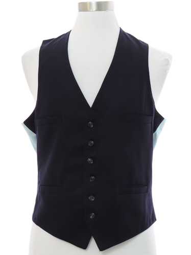 1980's Mens Midnight Blue Wool Flannel Suit Vest - image 1