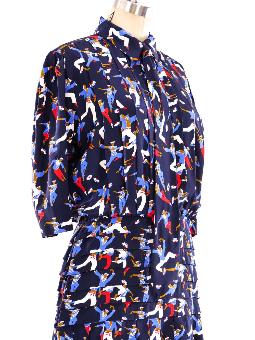 Yves Saint Laurent Sailor Printed Silk Dress - image 5