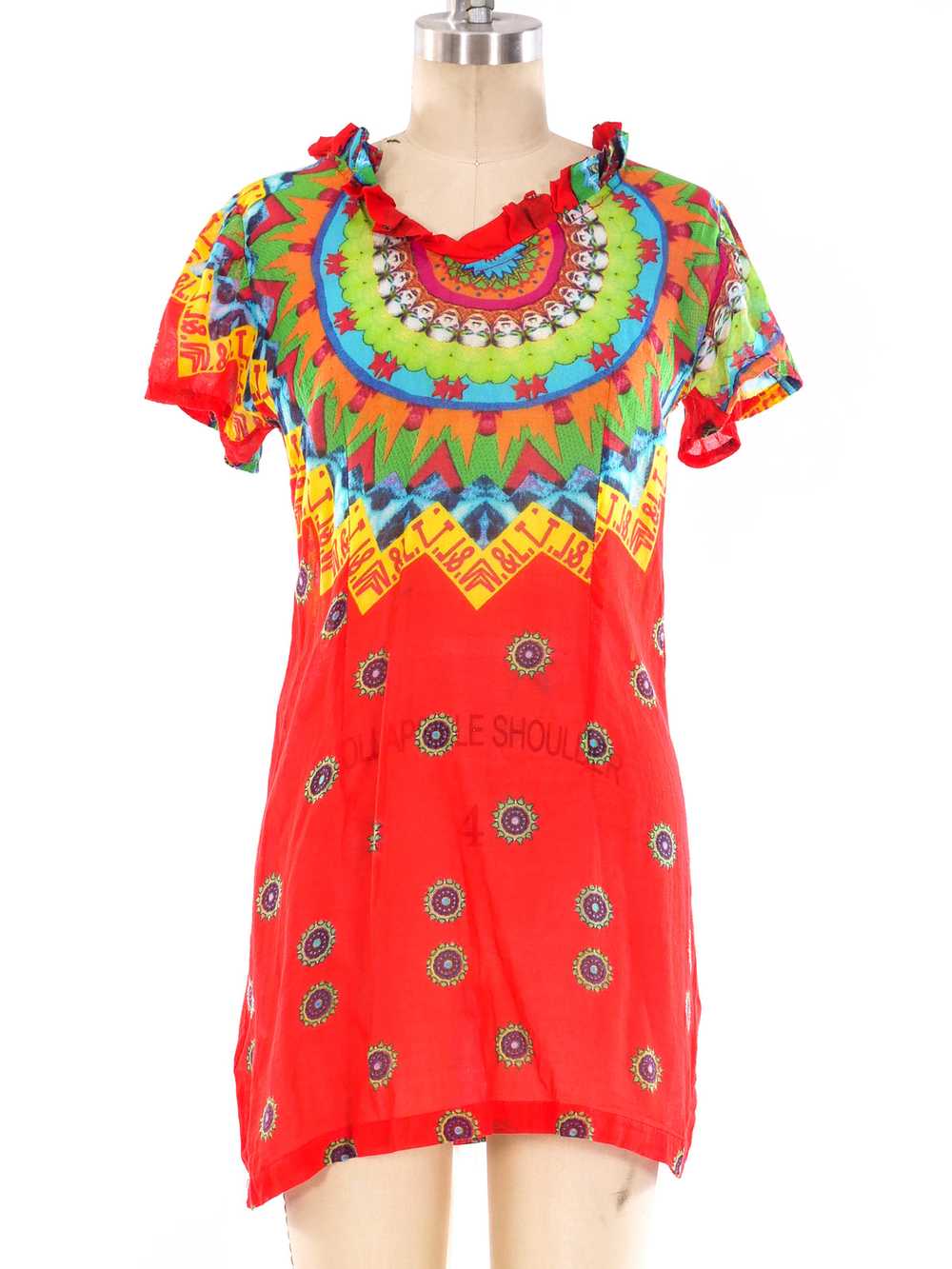 WLT Psychedelic Printed Gauze Mini Dress - image 1