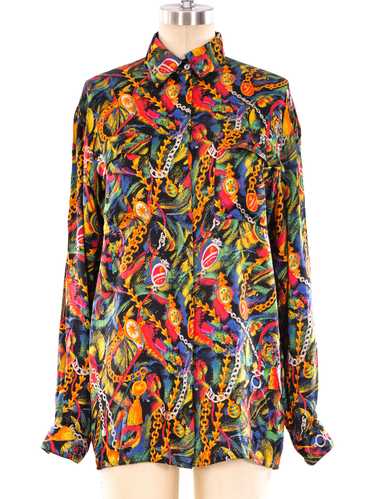 Gucci Chain Printed Silk Blouse