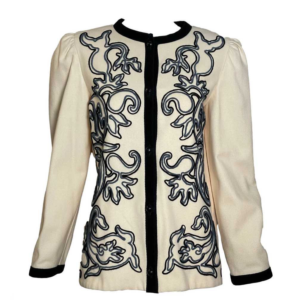 Lanvin Couture 80s Ivory Wool Jacket with Soutache - image 1