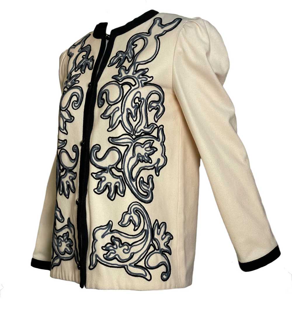 Lanvin Couture 80s Ivory Wool Jacket with Soutache - image 2