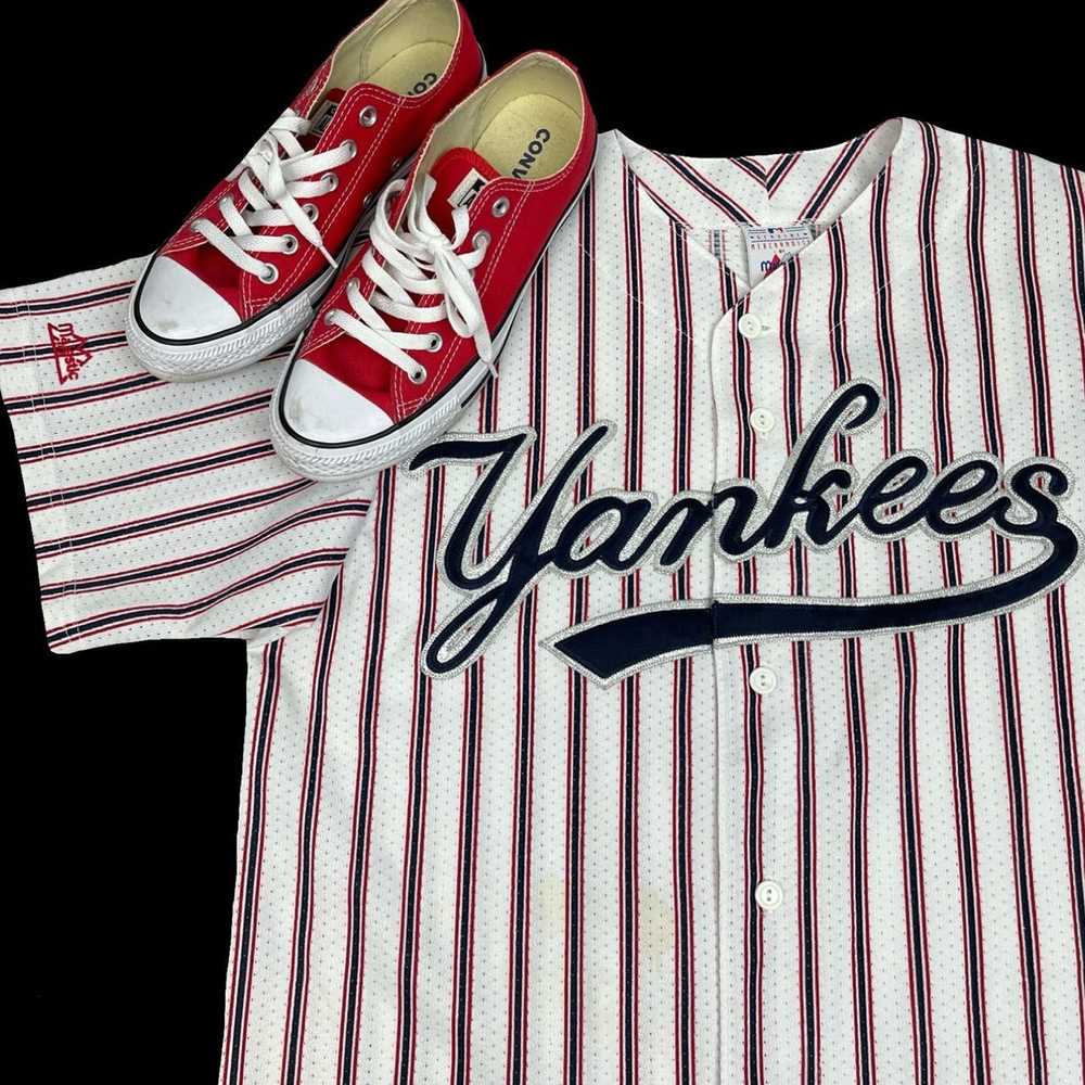 New York Yankees Jersey Majestic Vintage 90s Rare Gold Green 