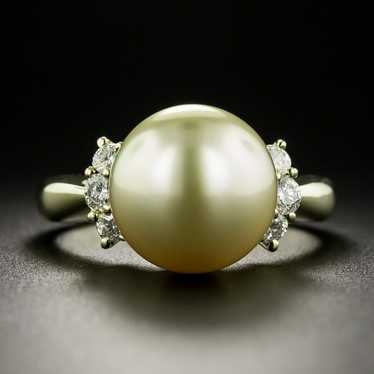Golden Pearl and Diamond Ring
