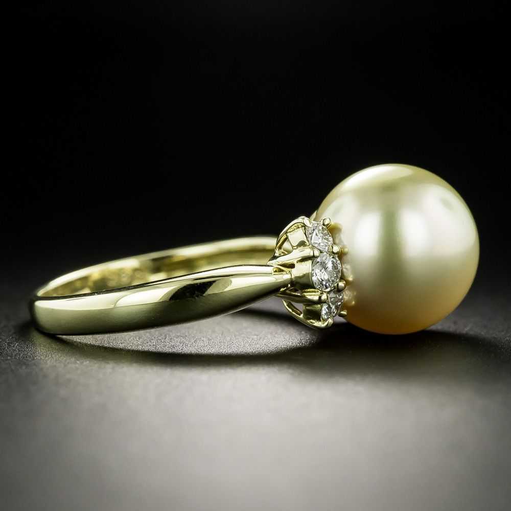 Golden Pearl and Diamond Ring - image 2