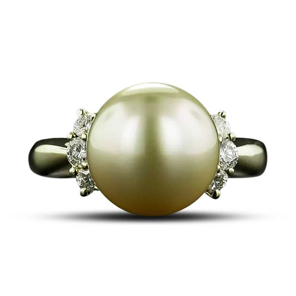 Golden Pearl and Diamond Ring - image 4