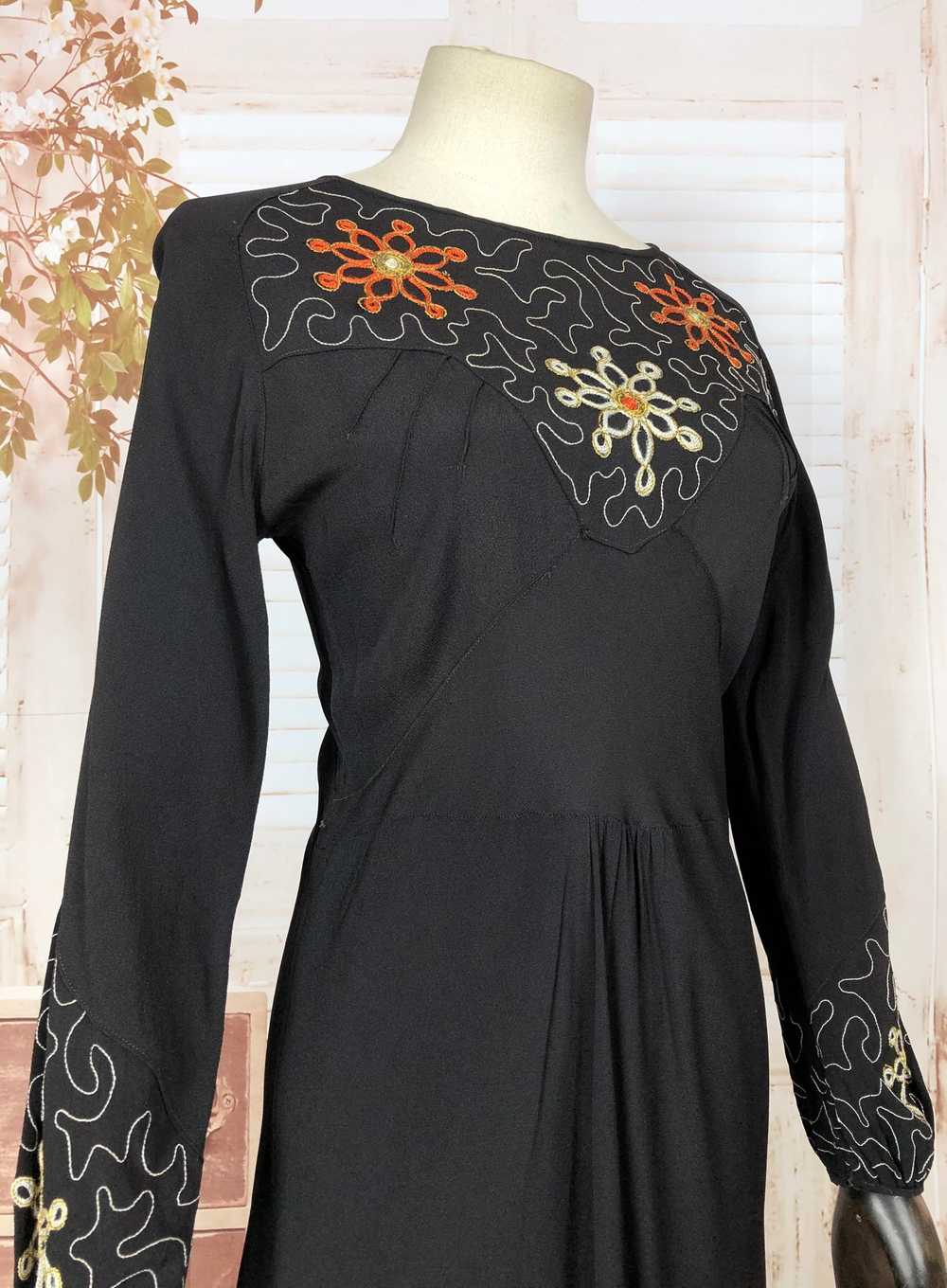 Amazing Original 1930s 30s Vintage Black Dress Wi… - image 10