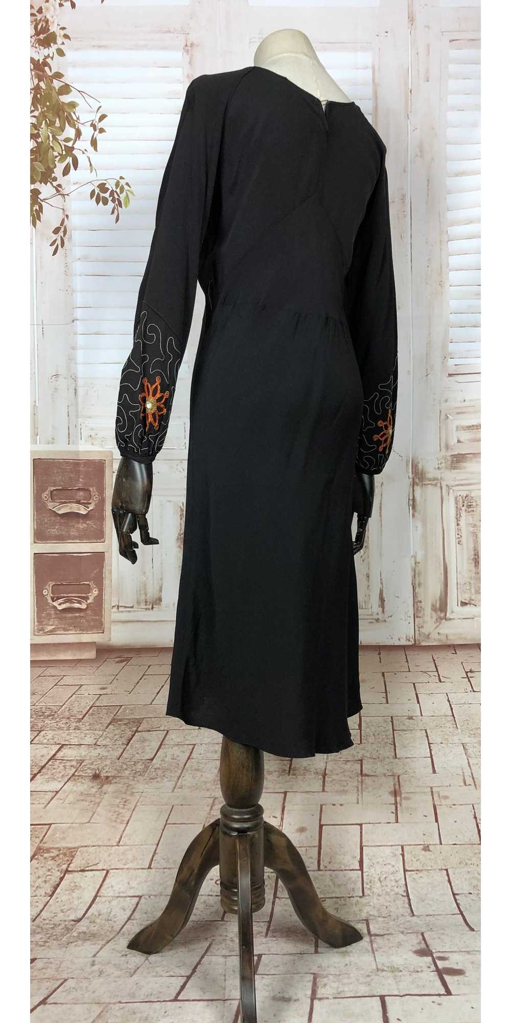 Amazing Original 1930s 30s Vintage Black Dress Wi… - image 7