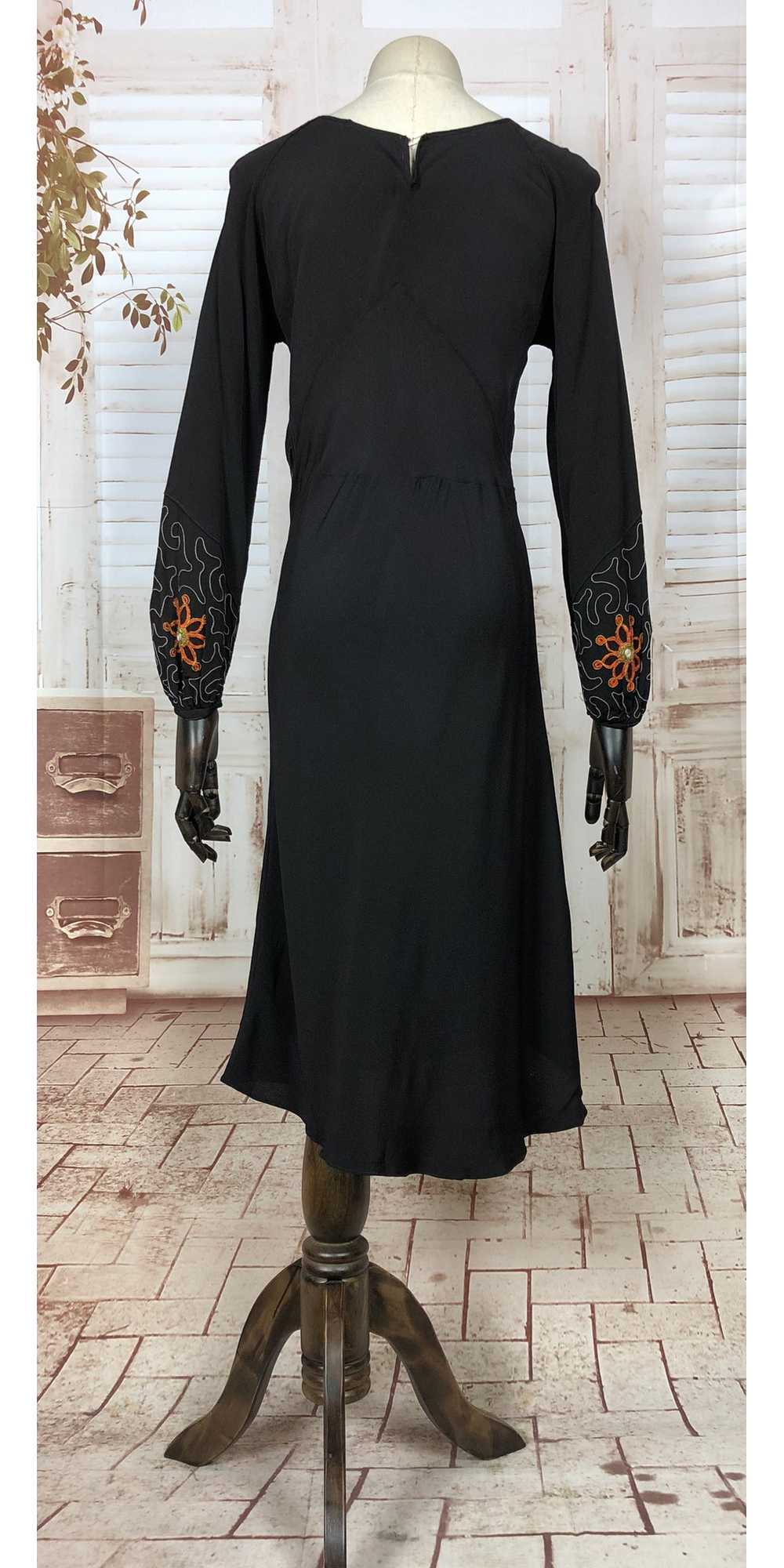 Amazing Original 1930s 30s Vintage Black Dress Wi… - image 8