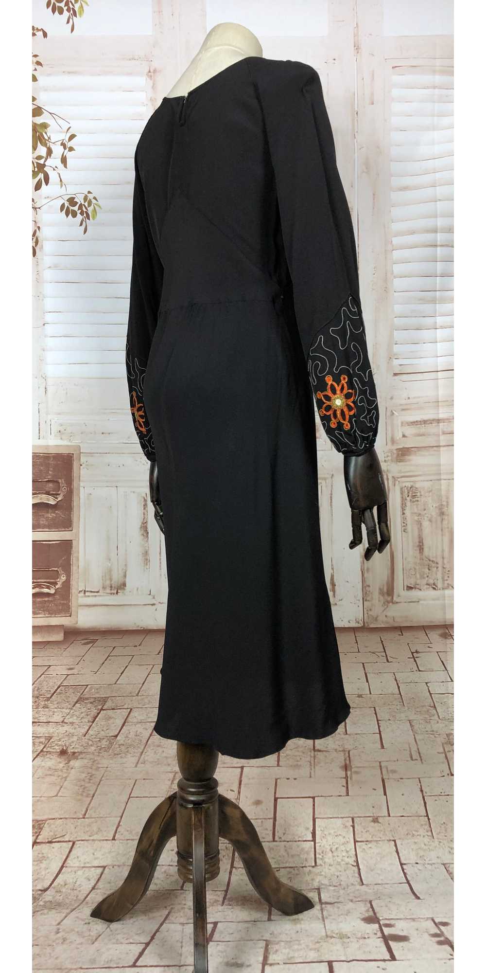 Amazing Original 1930s 30s Vintage Black Dress Wi… - image 9