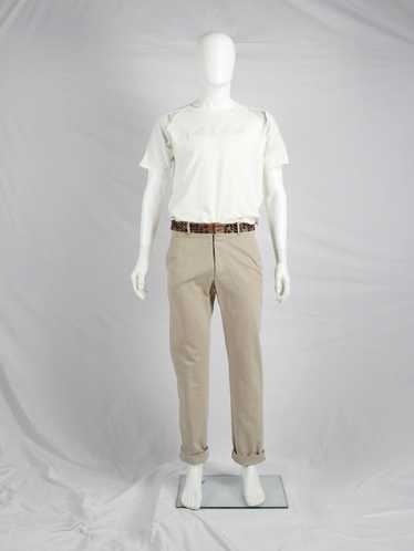 Maison Martin Margiela beige trousers with brown … - image 1