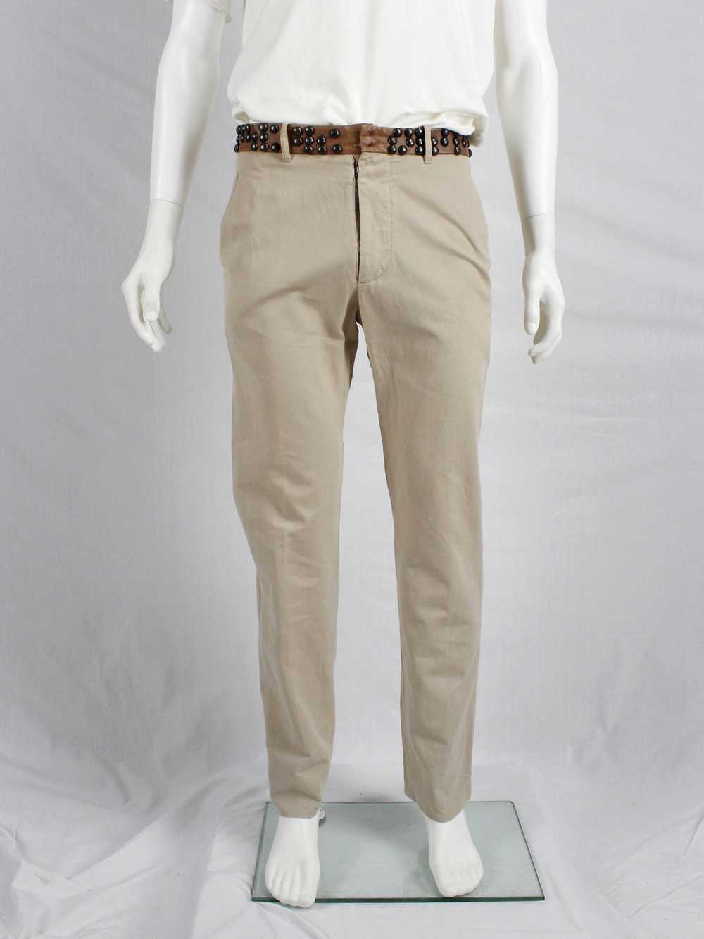 Maison Martin Margiela beige trousers with brown … - image 3