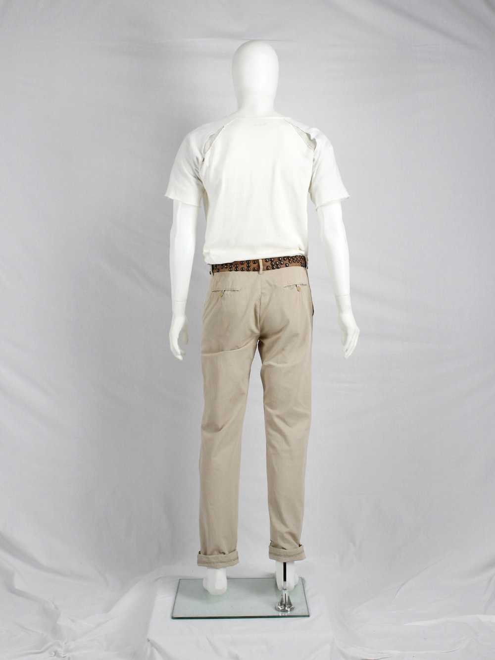 Maison Martin Margiela beige trousers with brown … - image 4