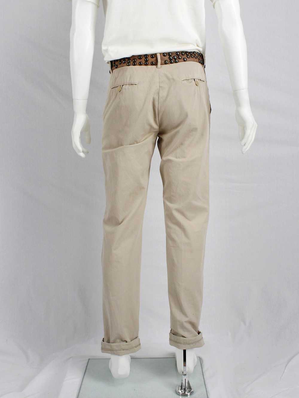 Maison Martin Margiela beige trousers with brown … - image 5