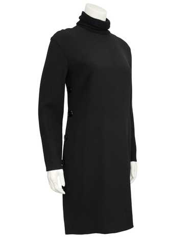 Gianfranco Ferre Black Turtleneck Dress with Butto