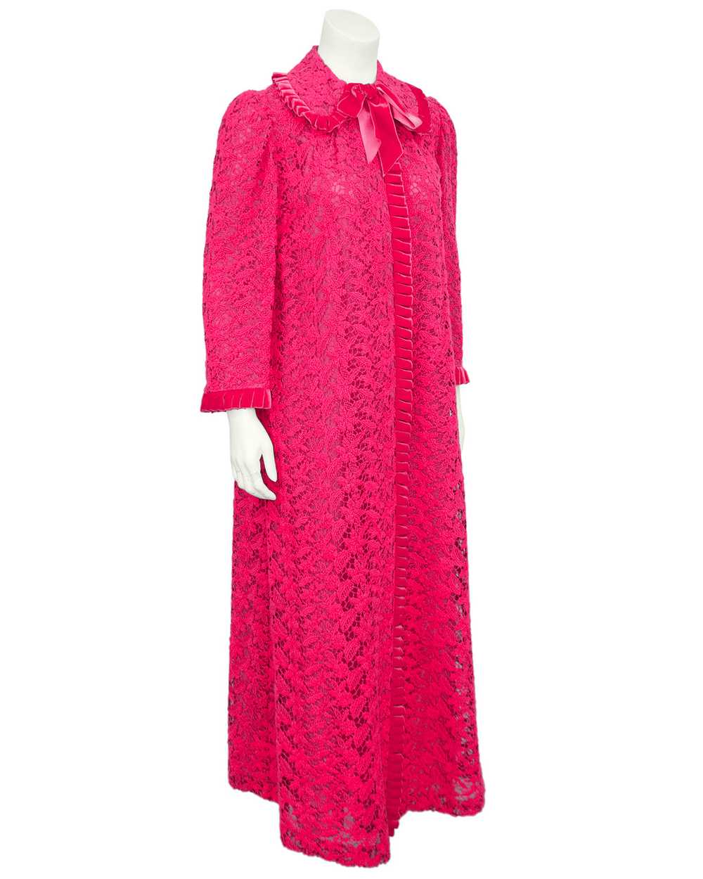 Hot Pink Lace Duster with Velvet Trim - image 1