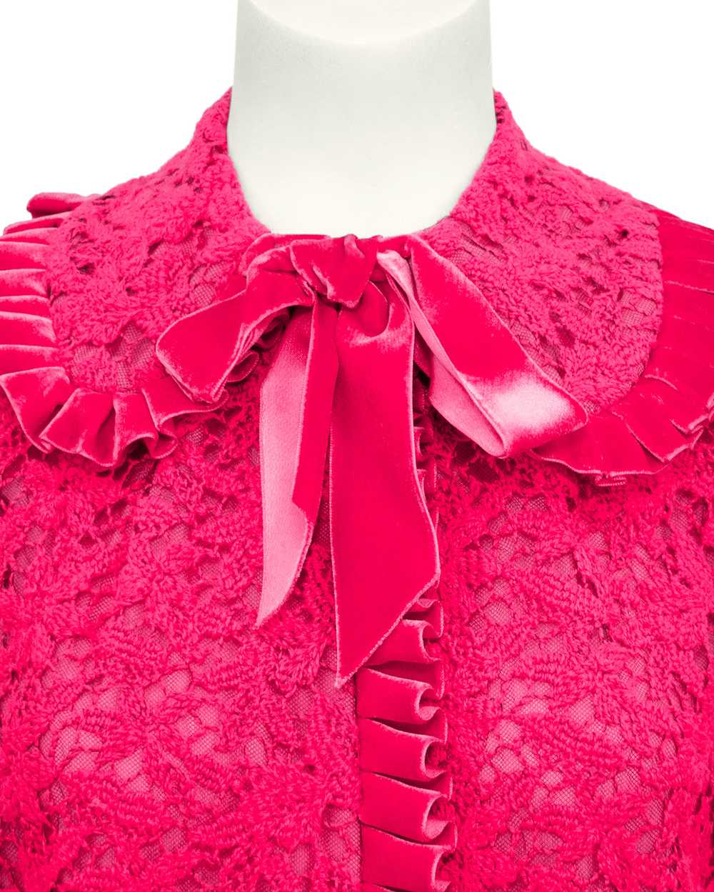 Hot Pink Lace Duster with Velvet Trim - image 5