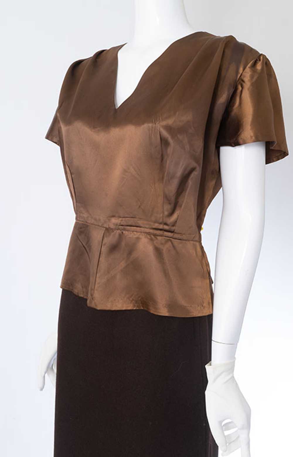 1940s Satin Fitted Blouse - image 1