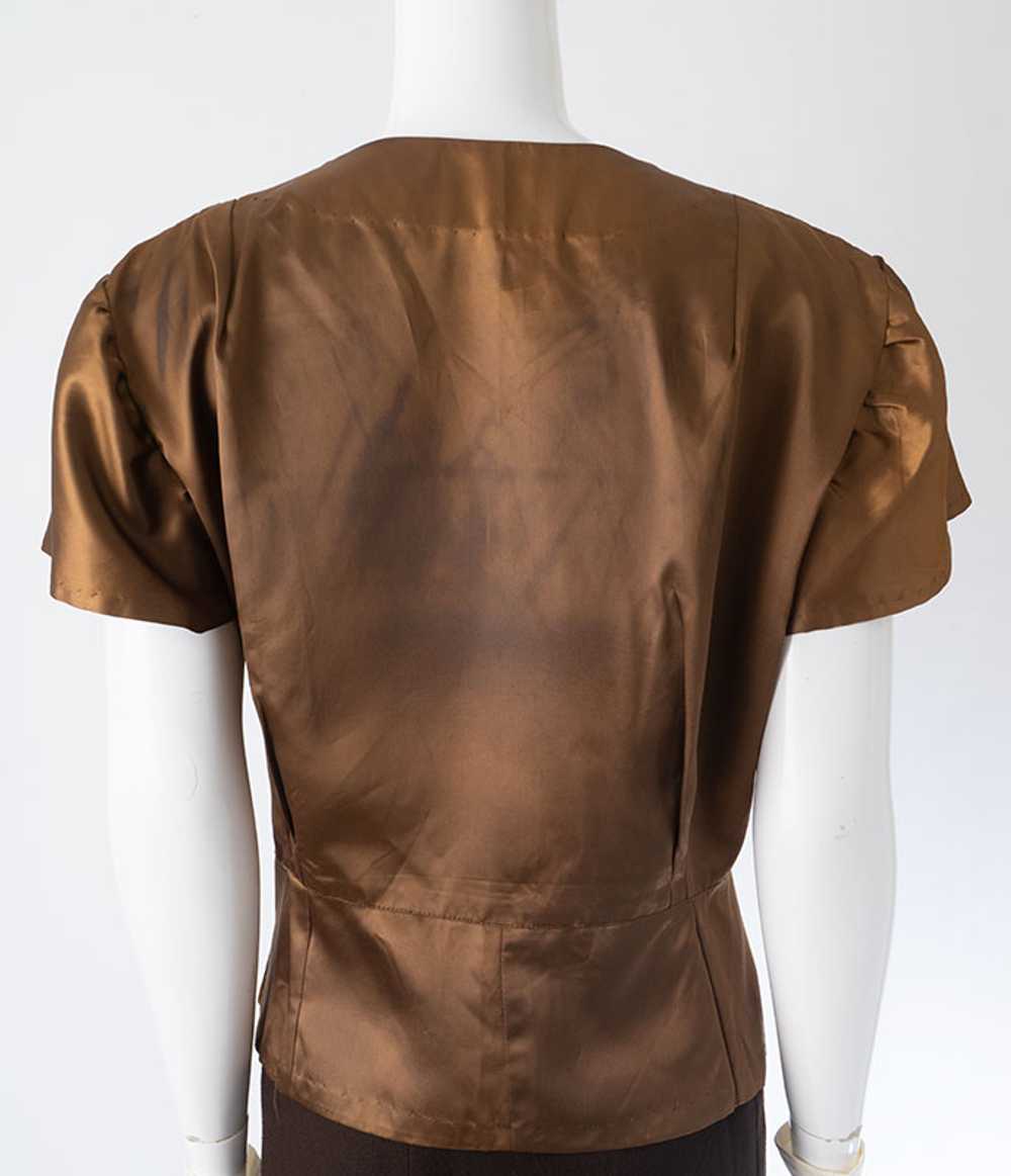 1940s Satin Fitted Blouse - image 2