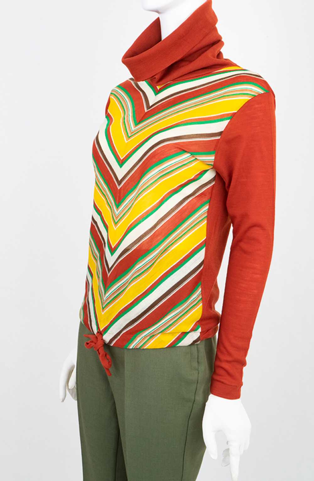 1970s Striped Cowl Neck Knit Top - image 2