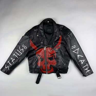 Hand-painted vintage leather jacket, - Gem