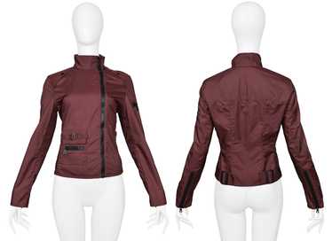 MIU MIU BURGUNDY ASYMMETRICAL ZIPPER JACKET 1999 - image 1