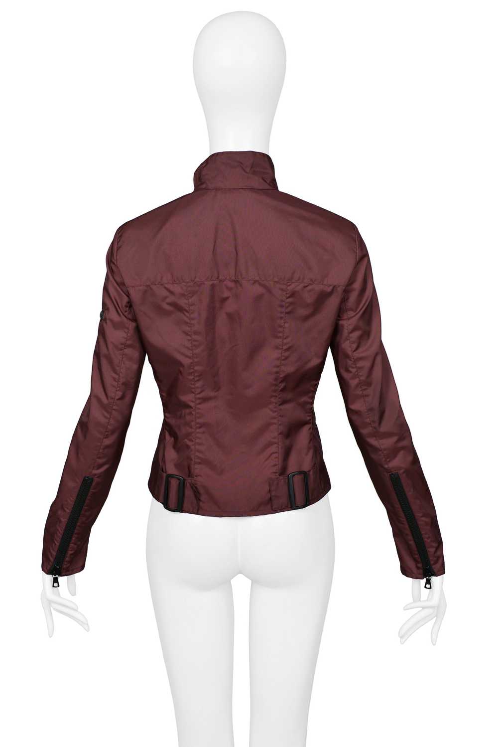 MIU MIU BURGUNDY ASYMMETRICAL ZIPPER JACKET 1999 - image 3