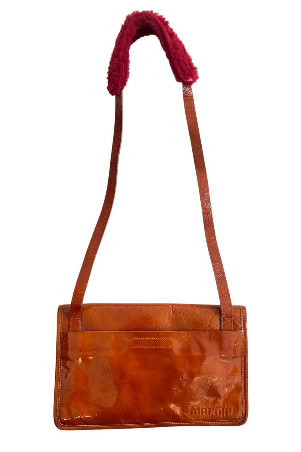 MIU MIU ORANGE PATENT & RED SHEARLING BAG - image 4