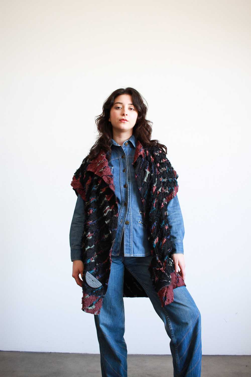 1980s Frayed Multicolor Woven Jacket - image 2