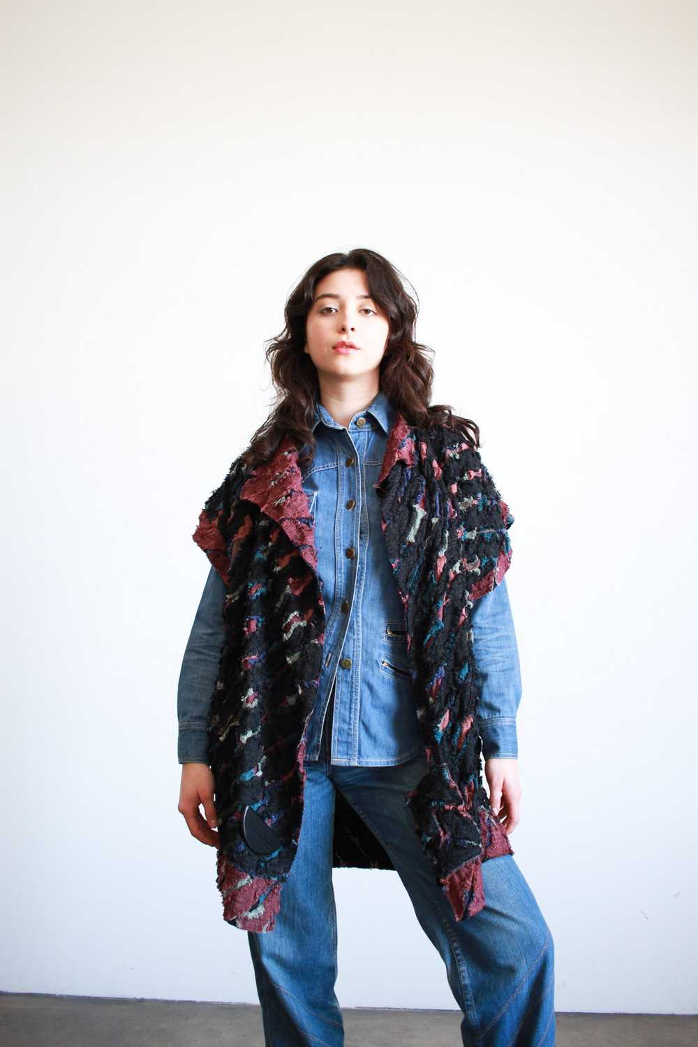 1980s Frayed Multicolor Woven Jacket - image 3